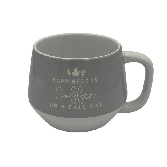 Simply Autumn Happiness is Coffee on a Fall Day  Gray & White Coffee Mug - Picture 1 of 4